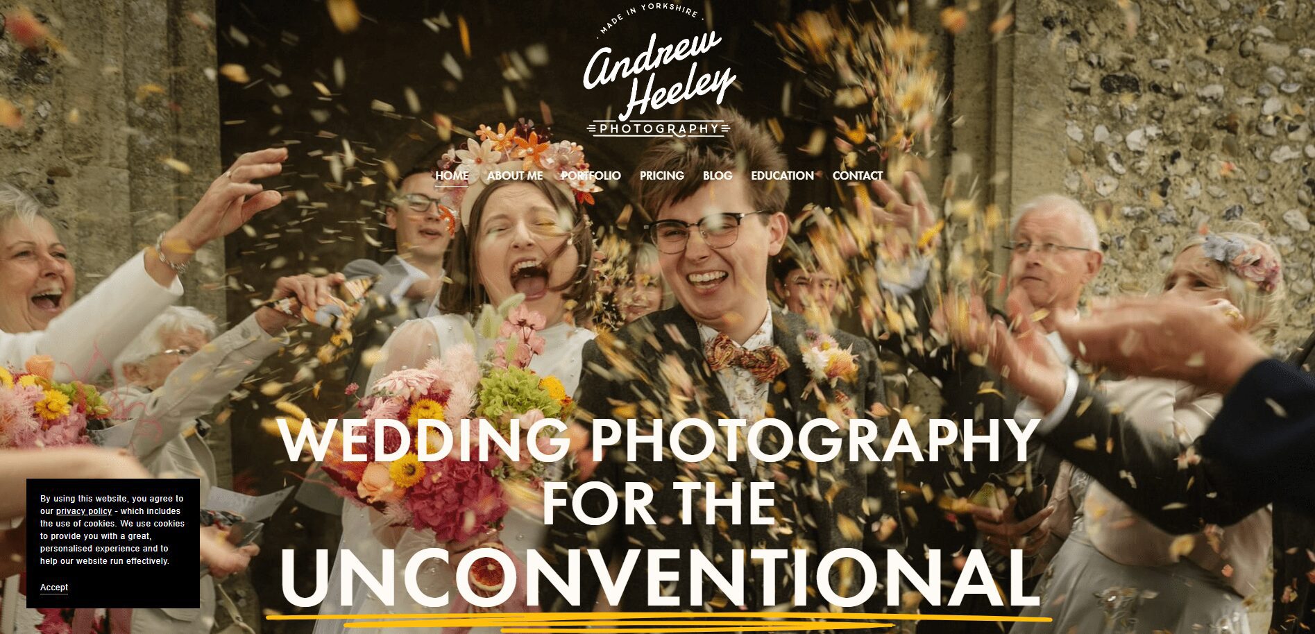 Andrew screenshot of homepage for photo services